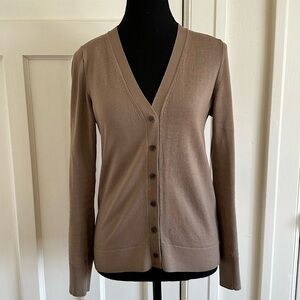 Classic Uniqlo Taupe Merino Wool Women's Cardigan Sweater